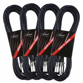 Artist MC20XX 20ft (6m) Mic Cable/Lead XLR-XLR - 4 Pack