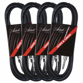 Artist TT10 10ft (3m) TRS Cable/Lead Balanced Jack-Jack - 4 Pack