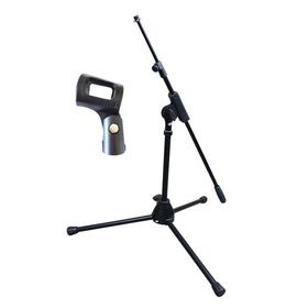 Artist MS010 Small Black Mic Stand w/ Short Telescopic Boom & Clip