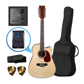 Artist LSP12CEQNT Beginner 12 String Acoustic Guitar Pack w/ EQ