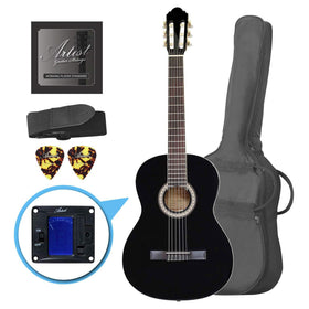 Customer Return Artist CL44BK Full Size Classical Nylon String Guitar Pack - Black