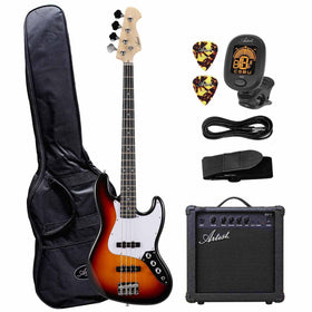 Artist AJB Sunburst Bass Guitar w/ Accessories & Amp