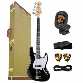 Artist AJB Black Bass Guitar w/ Accessories & Tweed Hard Case