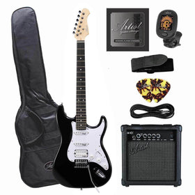 Artist AS1 Black Electric Guitar w/ Accessories & Amp