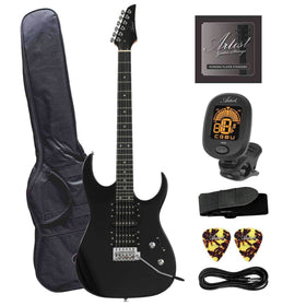 Artist SS45 Black Electric Guitar & Accessories