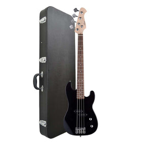 Customer Returned Artist PB34 3/4 Black Electric Bass Guitar + Accessories + Hard Case