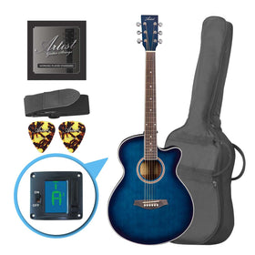 Customer Returned Artist LSPSTBB Beginner Acoustic Guitar Pack with Small Body - Blue