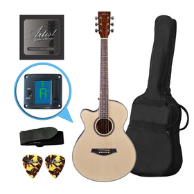 Customer Returned Artist LSPSNTL Beginner Left Handed Small Body Acoustic Guitar Pack