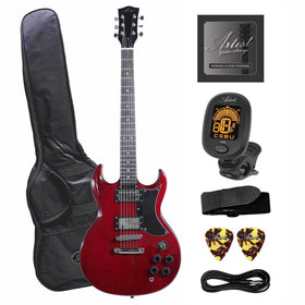 Damaged Artist AG1 Red Electric Guitar with Accessories