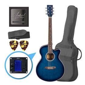 Customer Return Artist LSPS Blue Small Body Beginner Acoustic Guitar Pack